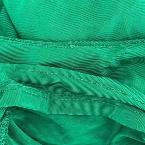 RONNY KOBO Shoulder Pad Side Cut-Out Ruched Mini Kyle Dress in Green - Picture 9 of 9